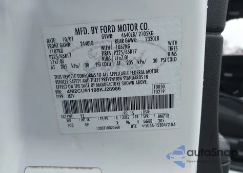 2008 Mercury Mariner V6 из США, поврежденный, VIN 4M2CU91198KJ28986